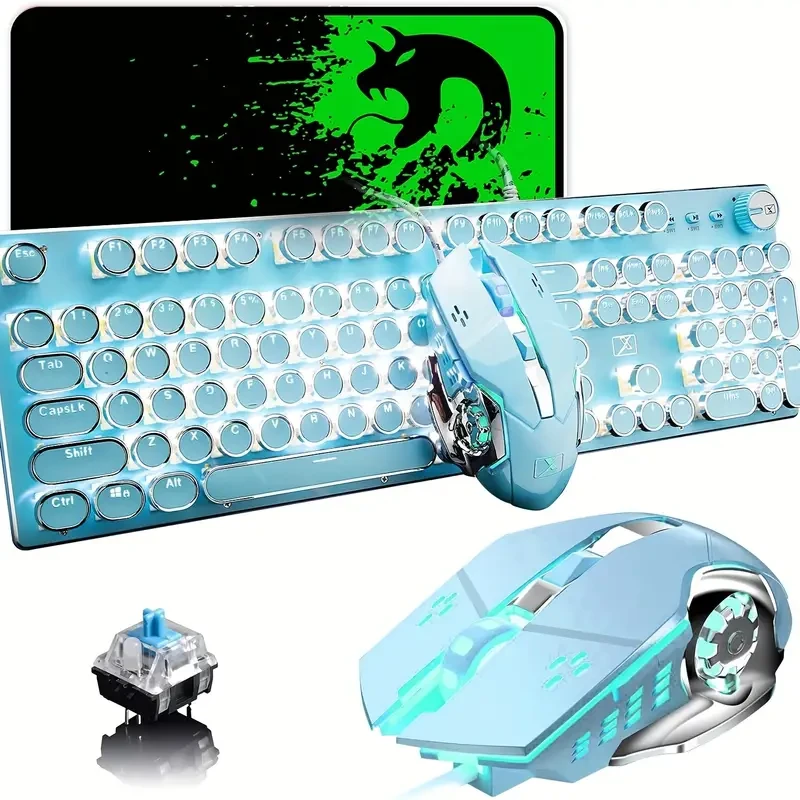 FreeWolf Retro Steampunk Gaming Keyboard