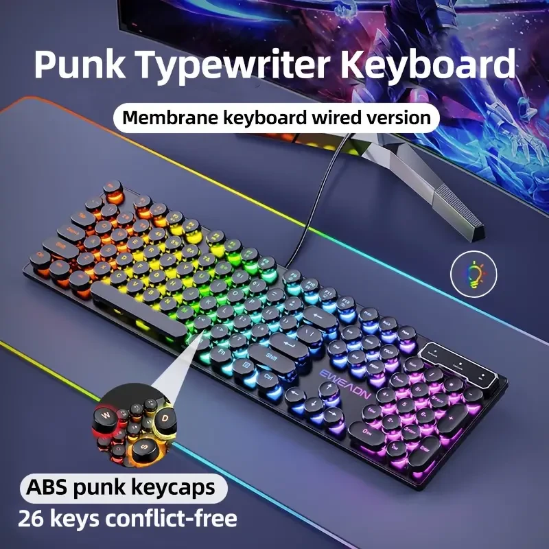 GX330 104-Key Retro Typewriter Gaming Keyboard