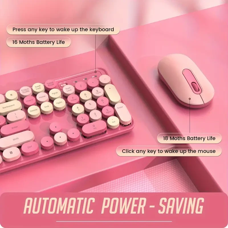 Rose Pink Wireless Keyboard & Mouse Combo