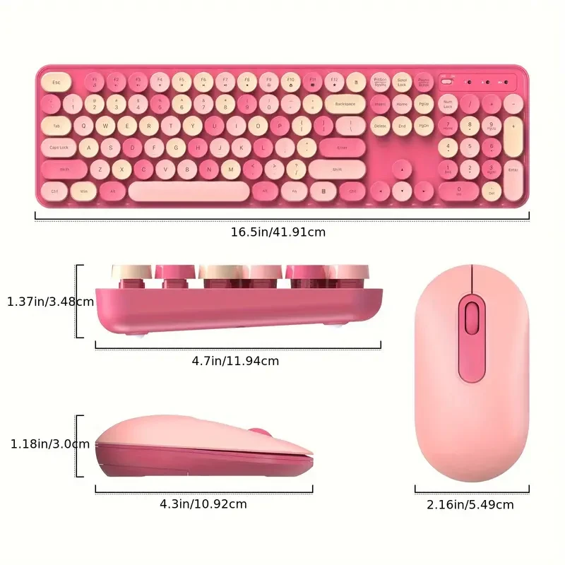 Rose Pink Wireless Keyboard & Mouse Combo