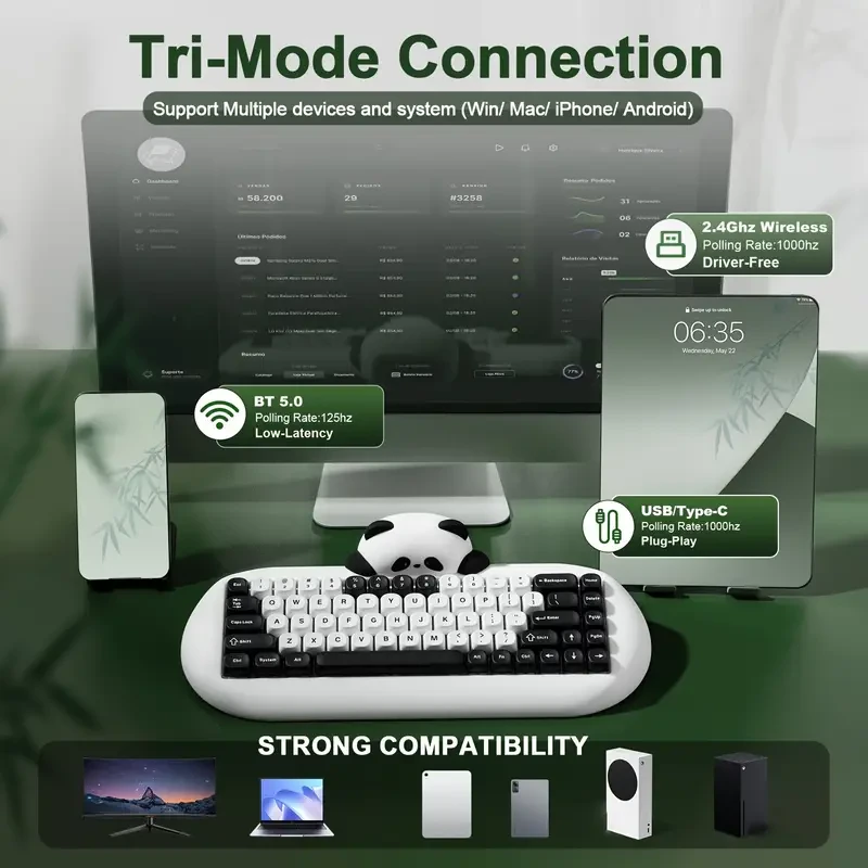 YUNZII C68 Panda Wireless Mechanical Keyboard