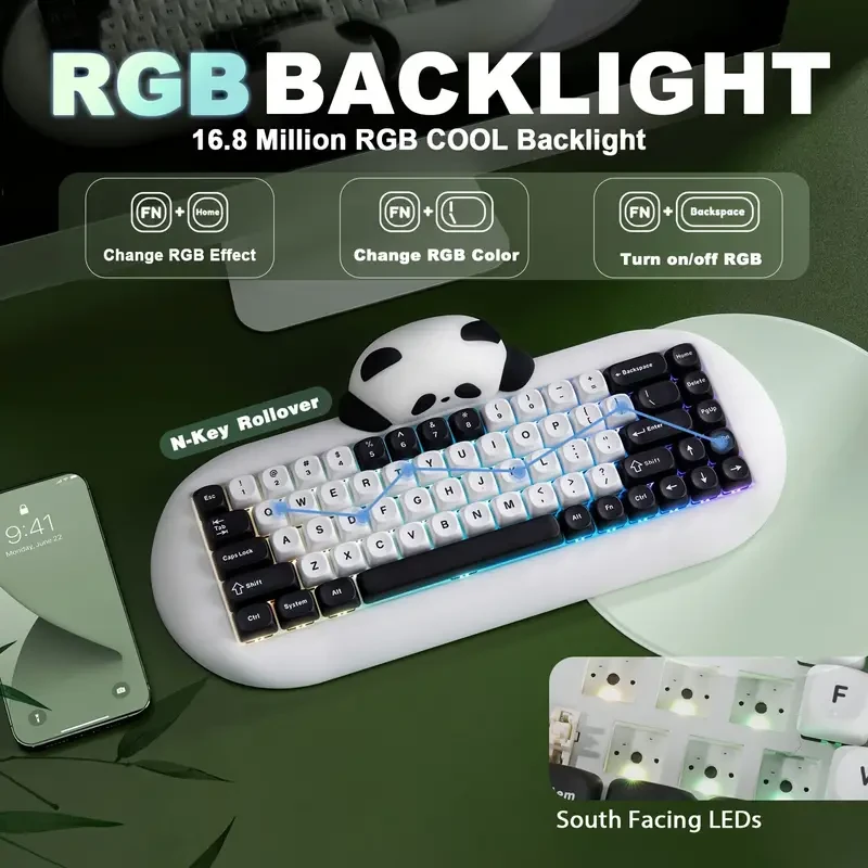 YUNZII C68 Panda Wireless Mechanical Keyboard