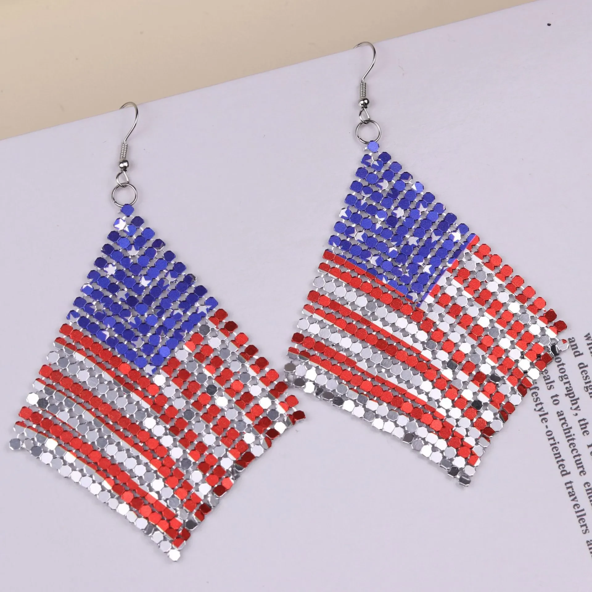 White And Blue Flag Aluminum Sheet Acrylic Earrings