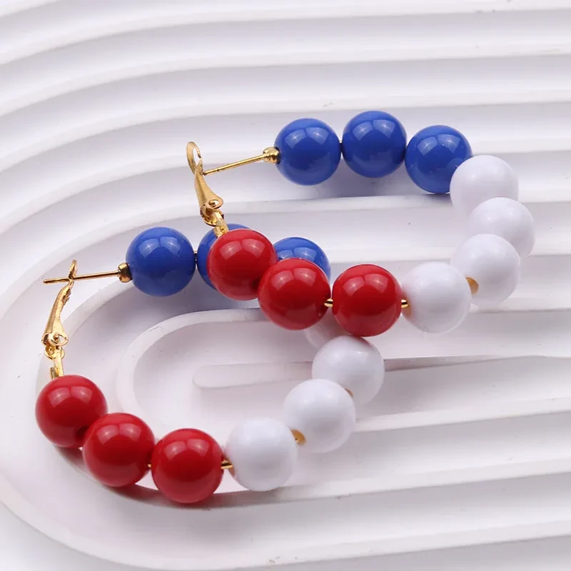 White And Blue Flag Aluminum Sheet Acrylic Earrings