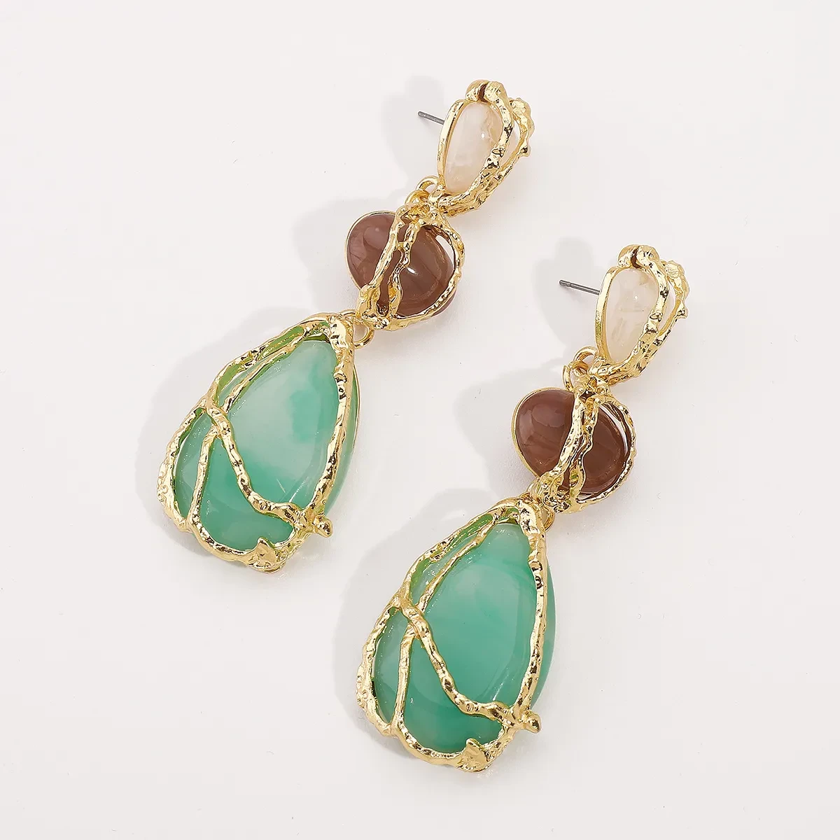 Acrylic Alloy Net Pocket Earrings Water Drop Geometry Earrings