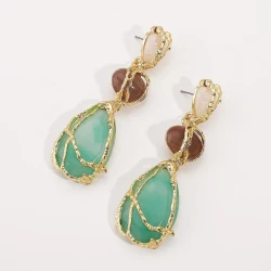 Acrylic Alloy Net Pocket Earrings Water Drop Geometry Earrings