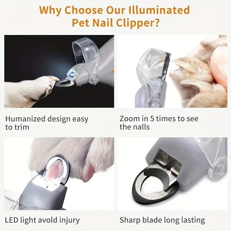 LED Pet Nail Clipper for Safe Dog and Cat Paw Grooming