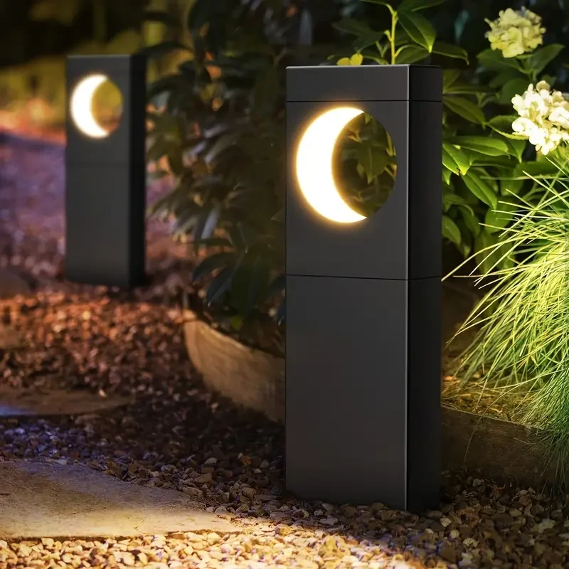 6 Pack Solar Outdoor Path Lights - Moon-Shaped, IPX5 Waterproof