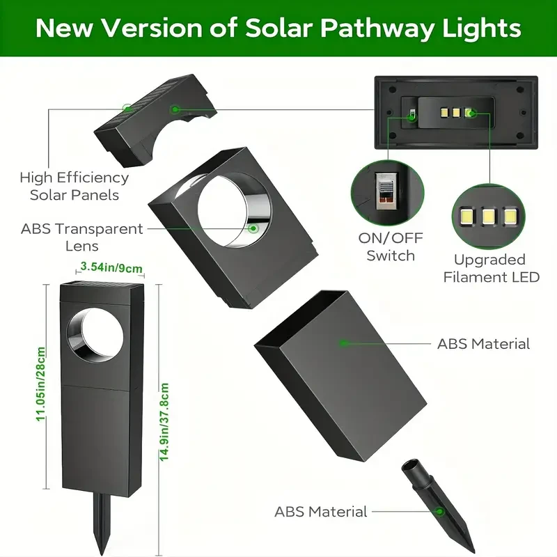 6 Pack Solar Outdoor Path Lights - Moon-Shaped, IPX5 Waterproof