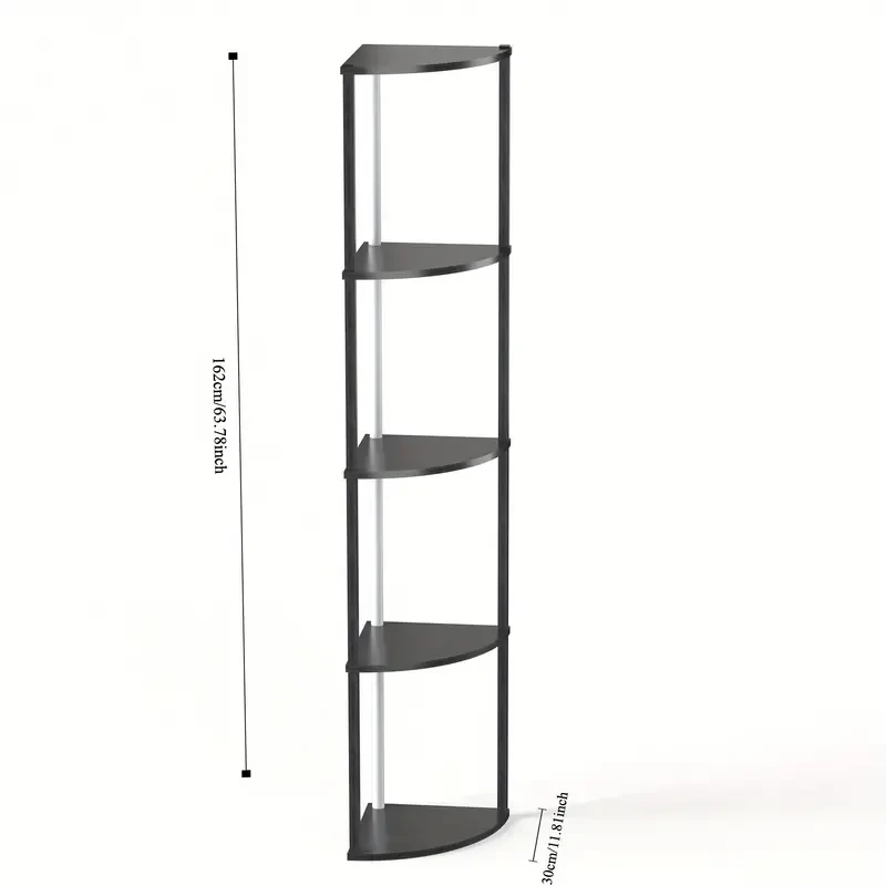 5-Tier Corner Shelf Bookcase with RGB LED Lights - Modern Standing Lamp
