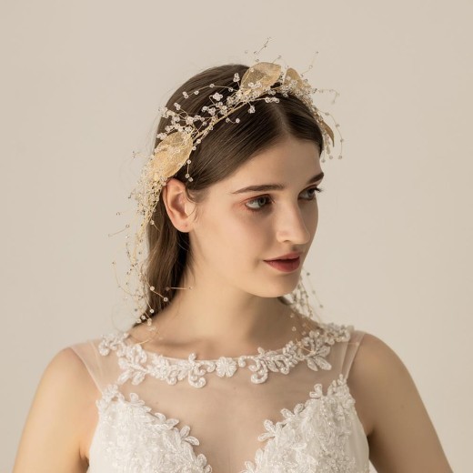 Headdress Heavy Industry Crystal Leaf Headband
