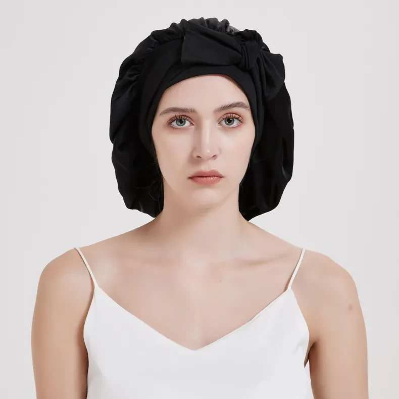 Wide-brimmed Lace-up Adjustable Elastic Large Silk Nightcap