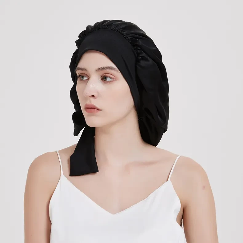 Wide-brimmed Lace-up Adjustable Elastic Large Silk Nightcap