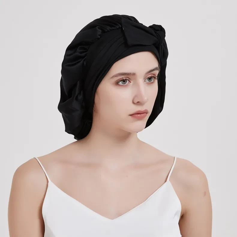 Wide-brimmed Lace-up Adjustable Elastic Large Silk Nightcap