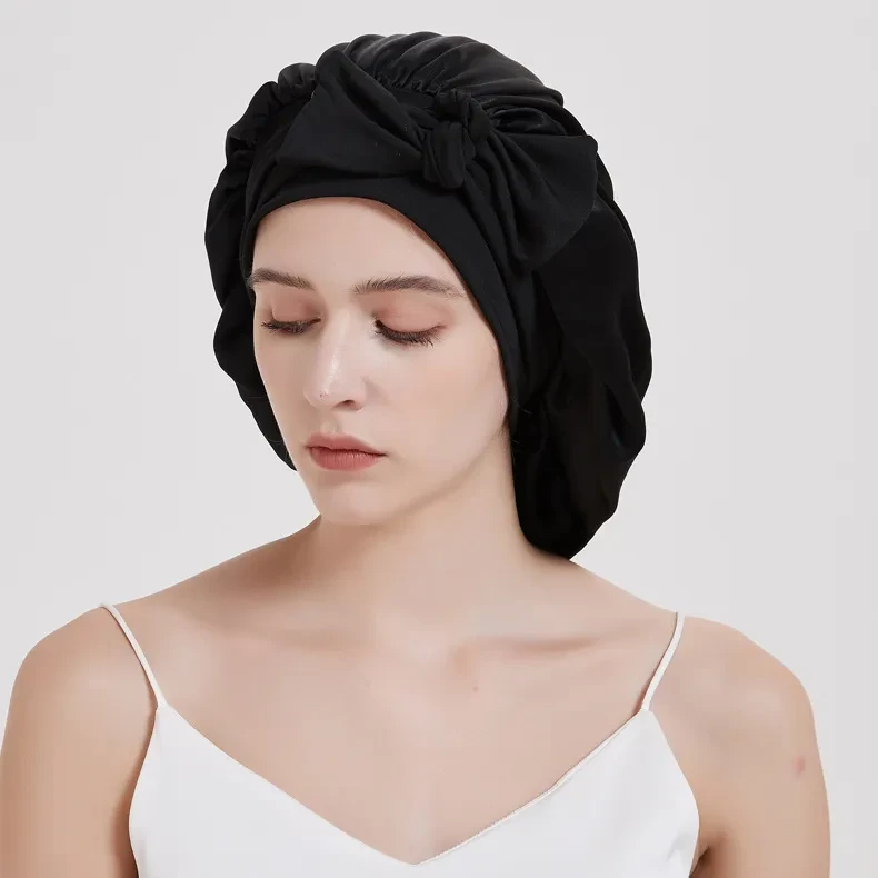 Wide-brimmed Lace-up Adjustable Elastic Large Silk Nightcap