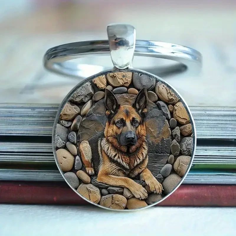 1pc German Shepherd Dog Pattern Key Chain
