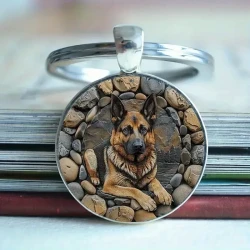 1pc German Shepherd Dog Pattern Key Chain