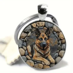 1pc German Shepherd Dog Pattern Key Chain
