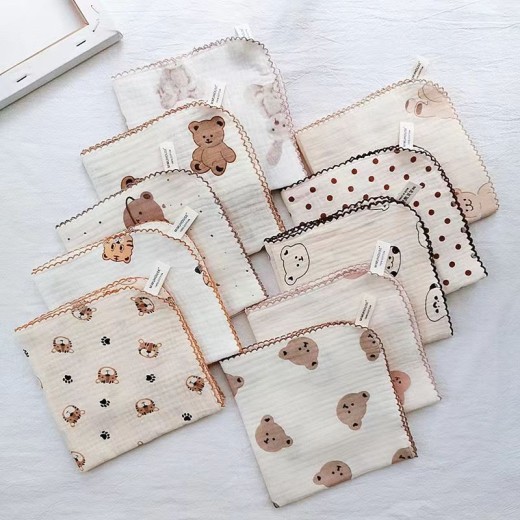 Cotton Yarn Baby Face Towel Milk Towel Baby Feeding Saliva Towel Handkerchief