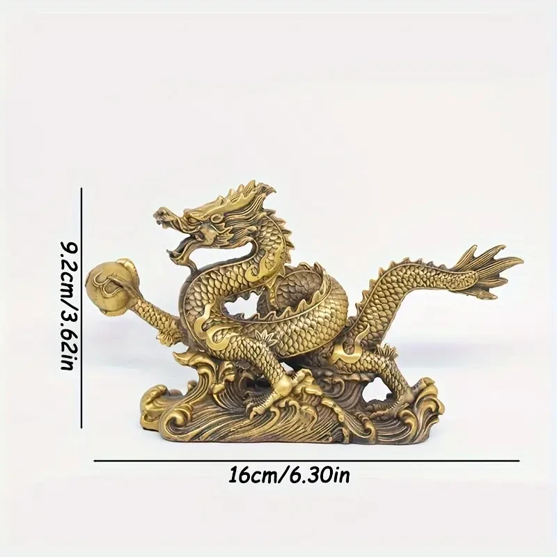 1pc, Dragon Figurines Golden Chinese Dragon Statue