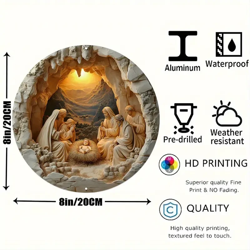 1pc "Nativity" Round Aluminum Sign