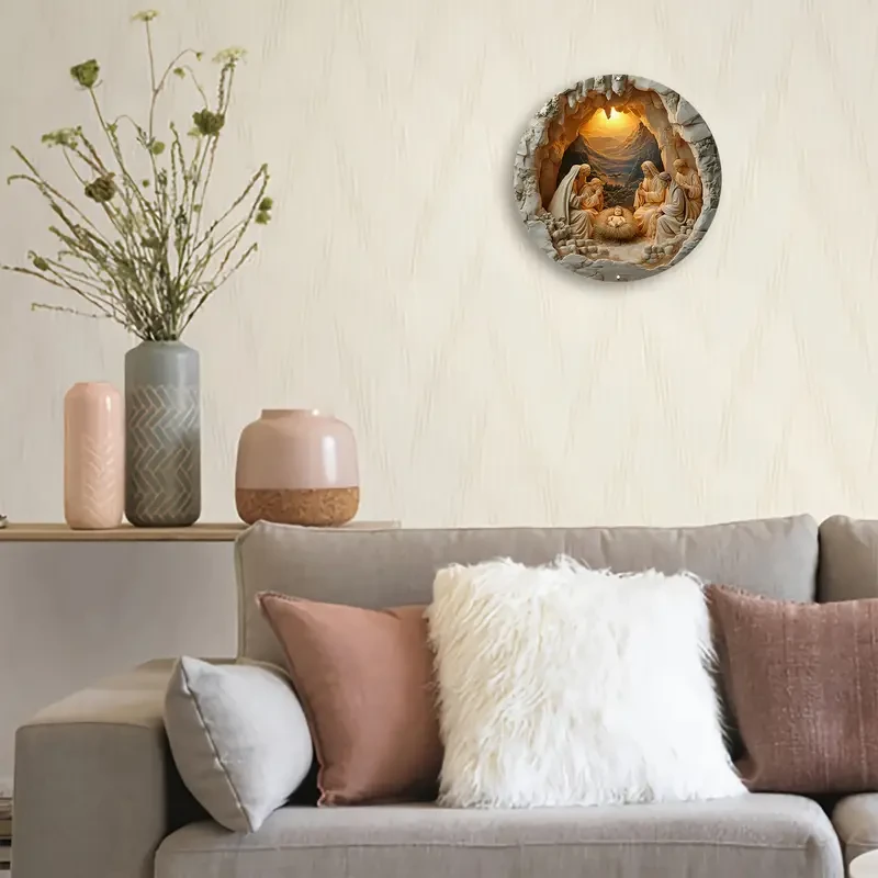 1pc "Nativity" Round Aluminum Sign