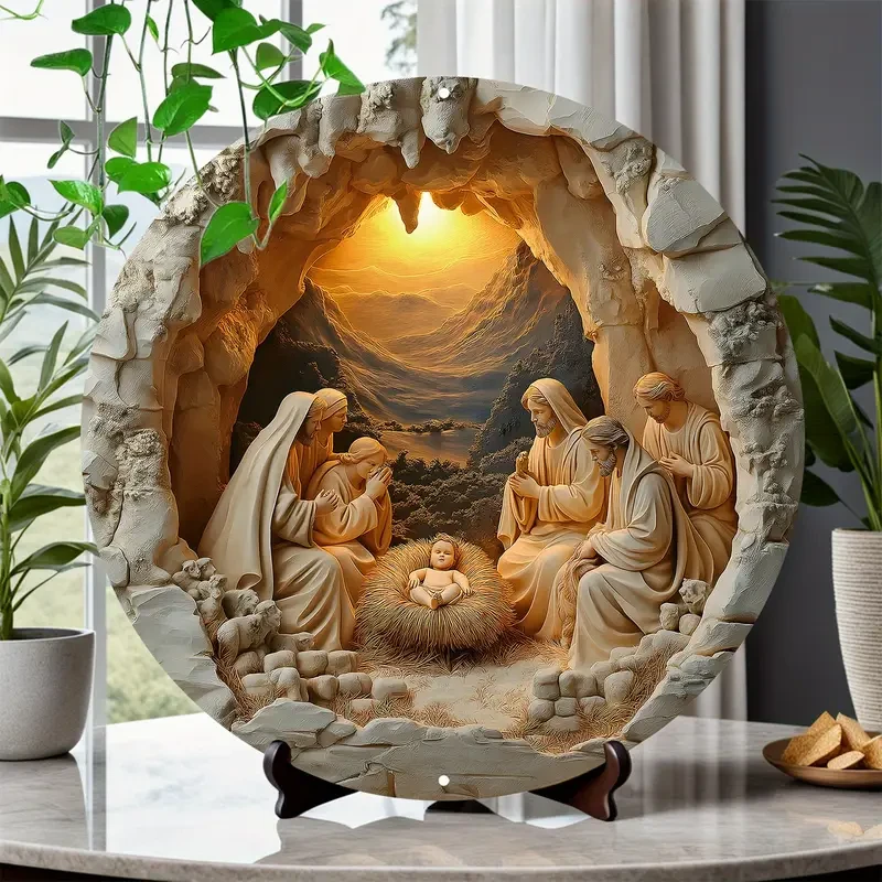 1pc "Nativity" Round Aluminum Sign