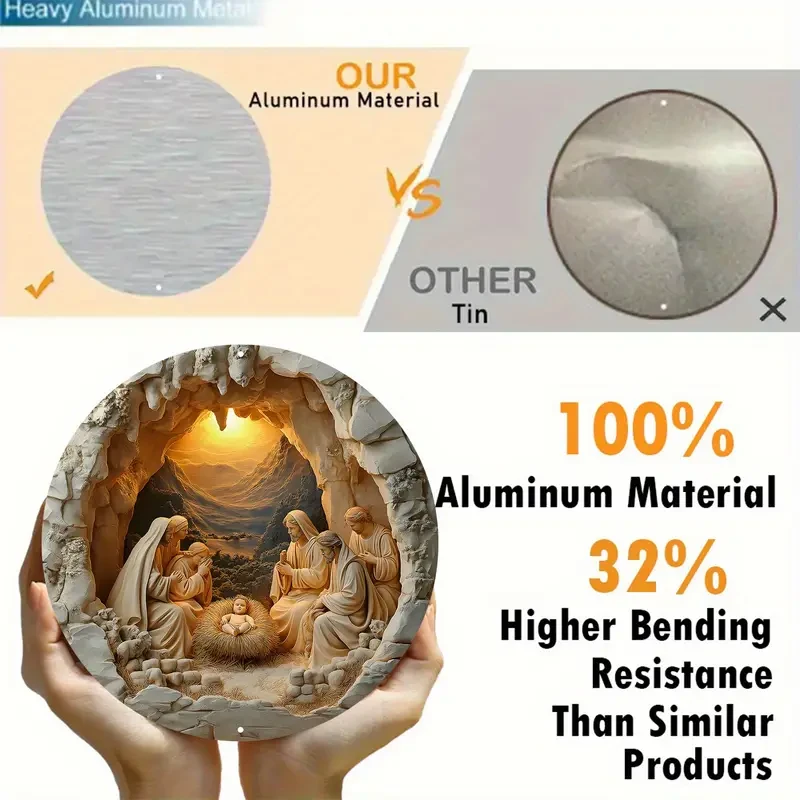 1pc "Nativity" Round Aluminum Sign