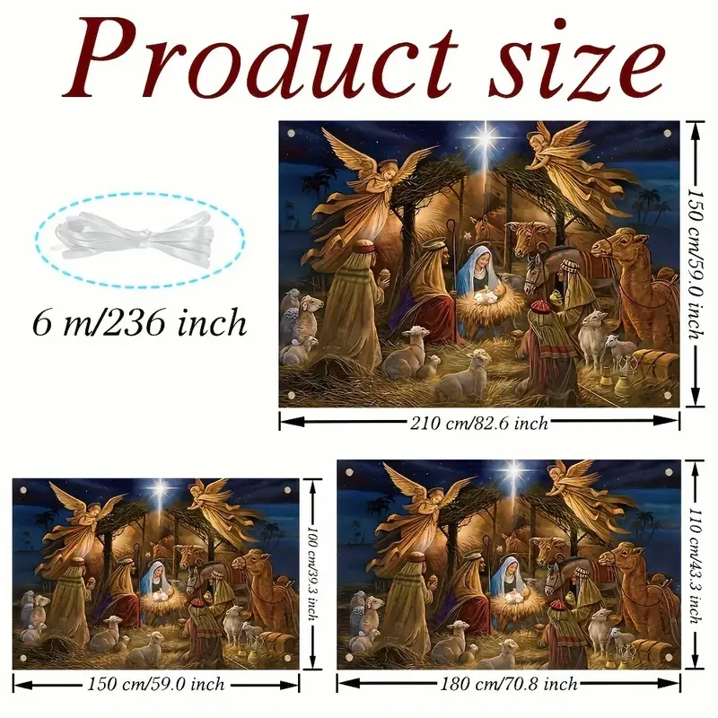 1pc Vibrant Traditional Christmas Birthday Background Banner