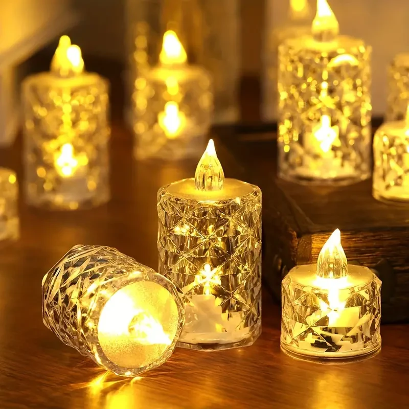 Elegant 3pcs Battery-Powered Crystal Flameless Candle Lights