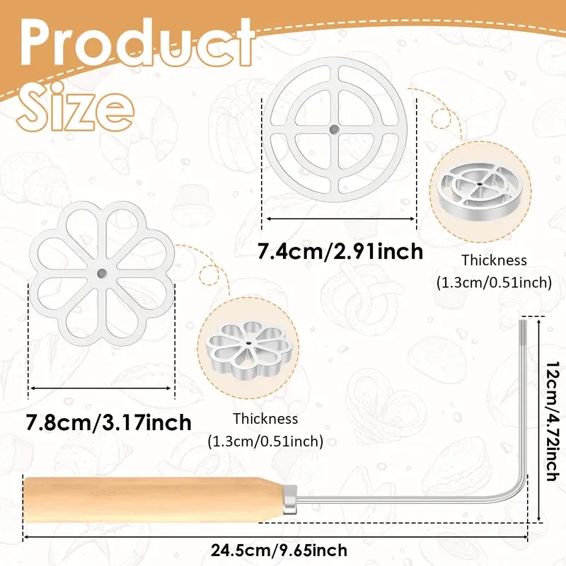 Aluminum Rosette Iron Molds Set with Handle
