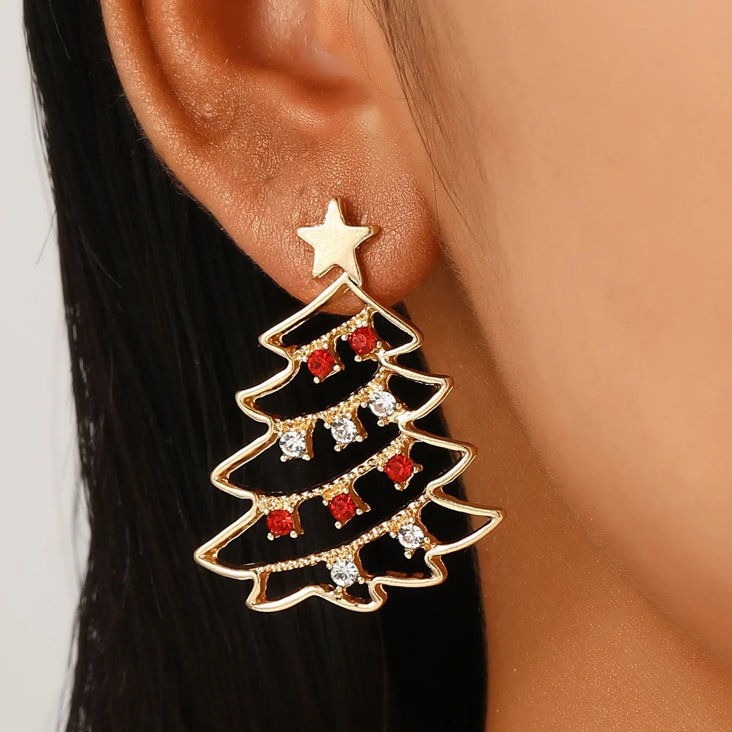 Christmas Earrings With Christmas Tree Colorful Zircon Christmas Tree Earrings For Women Personality Earrings Party Jewelry Christmas Gift