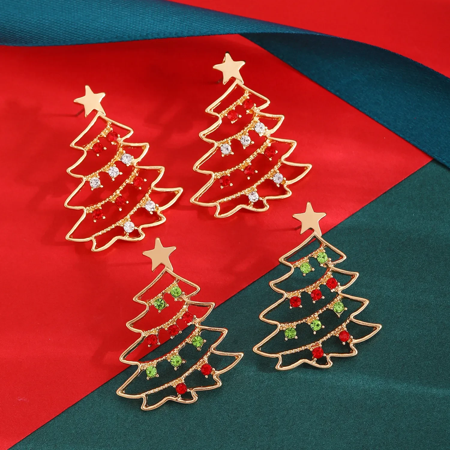 Christmas Earrings With Christmas Tree Colorful Zircon Christmas Tree Earrings For Women Personality Earrings Party Jewelry Christmas Gift