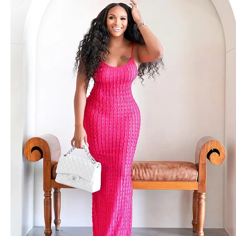 Women's Backless Lace-up Temperament Pure Color Long Dress