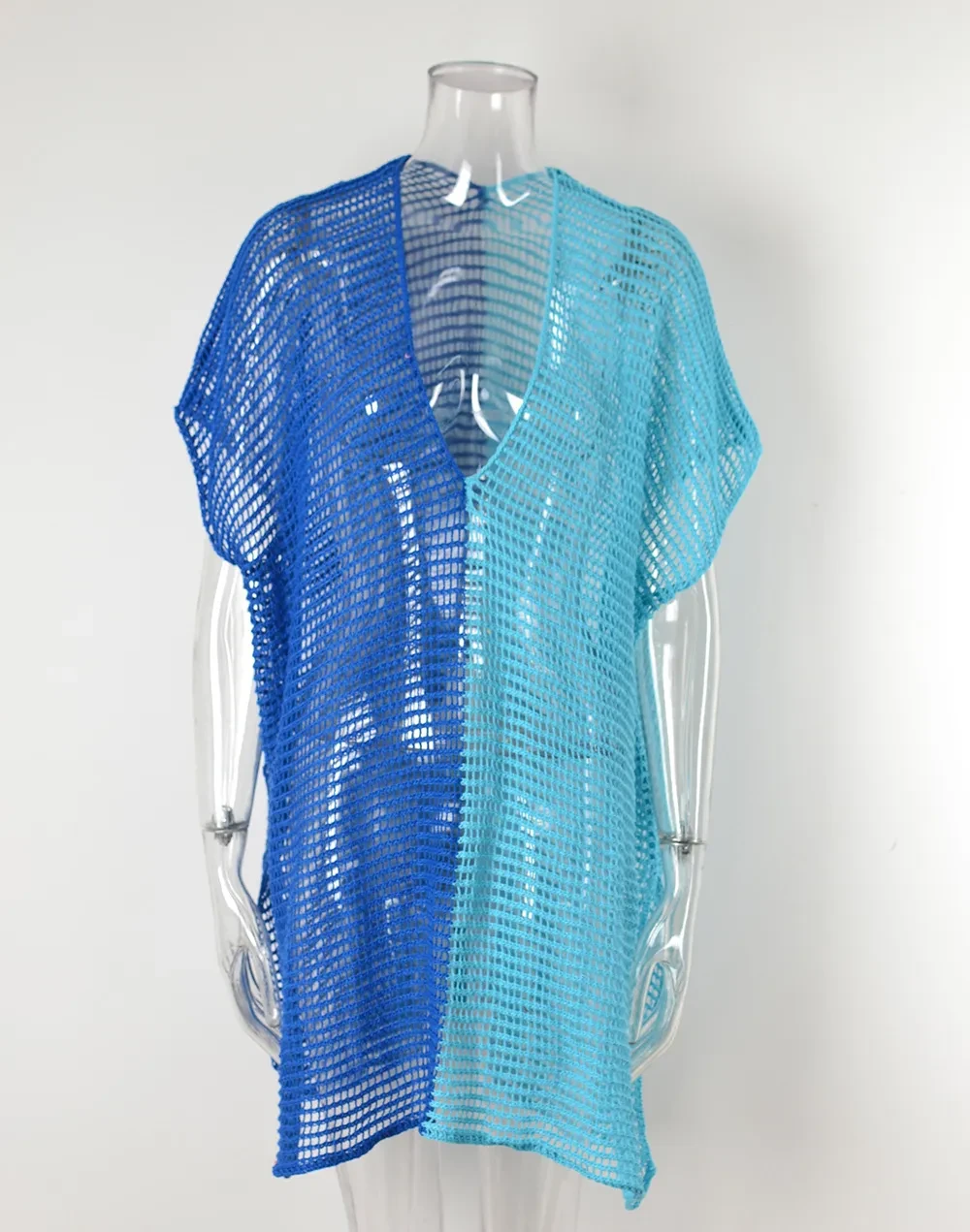 Beach Hollow Out Tops Cover-Up Knit Bikini Over-Blouse