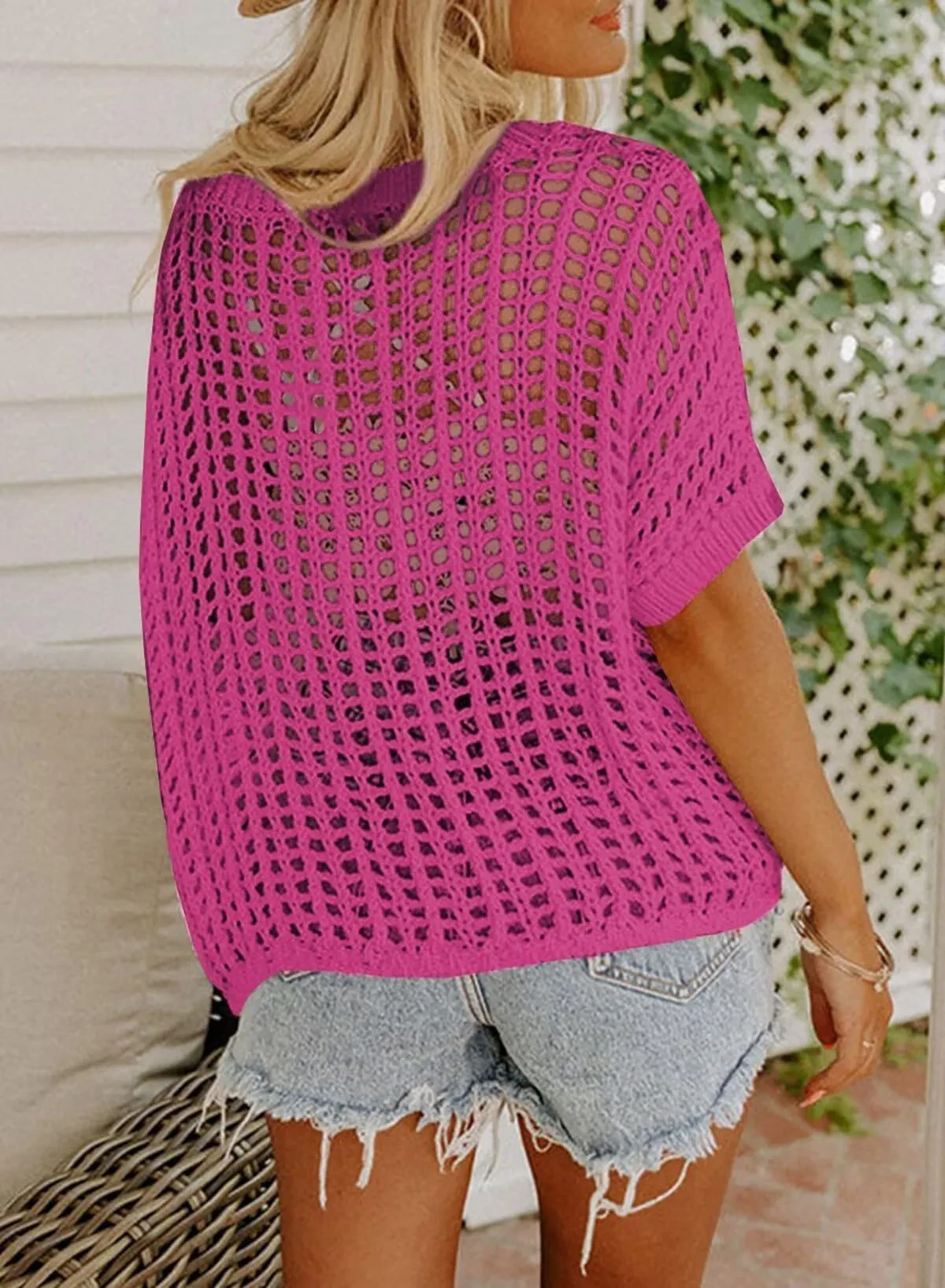 Sexy Cutout Empty Top Pullover Beach Cover-up Knitted Sweater