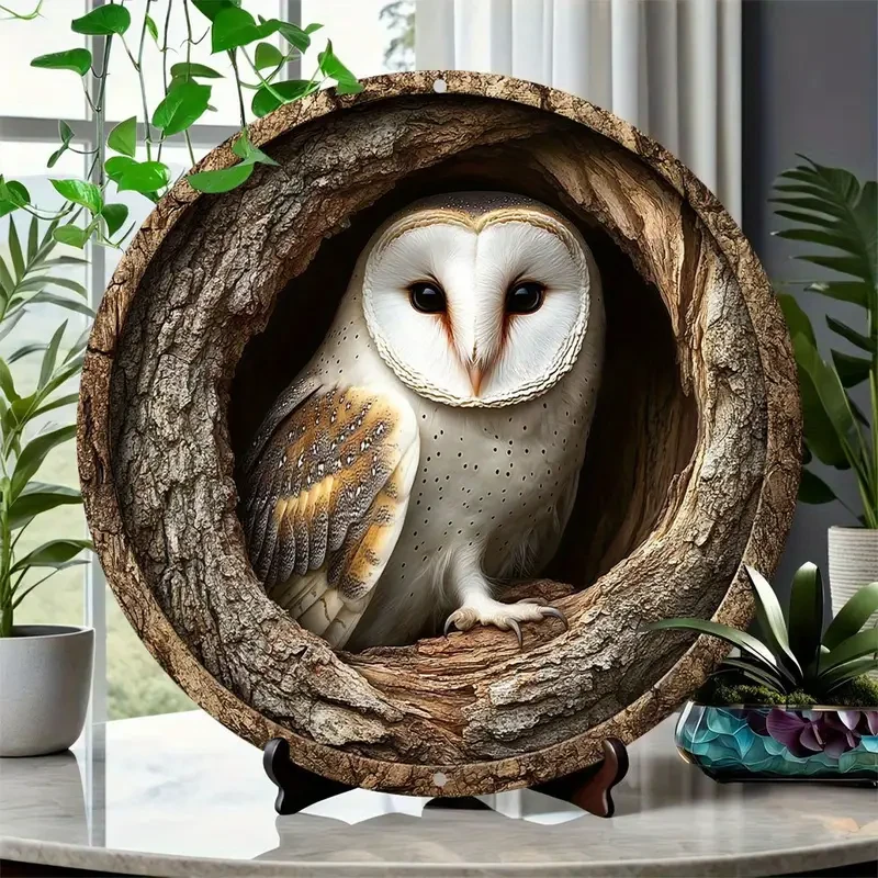 Contemporary Barn Owl Metal Wall Sign