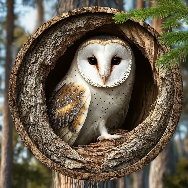 Contemporary Barn Owl Metal Wall Sign