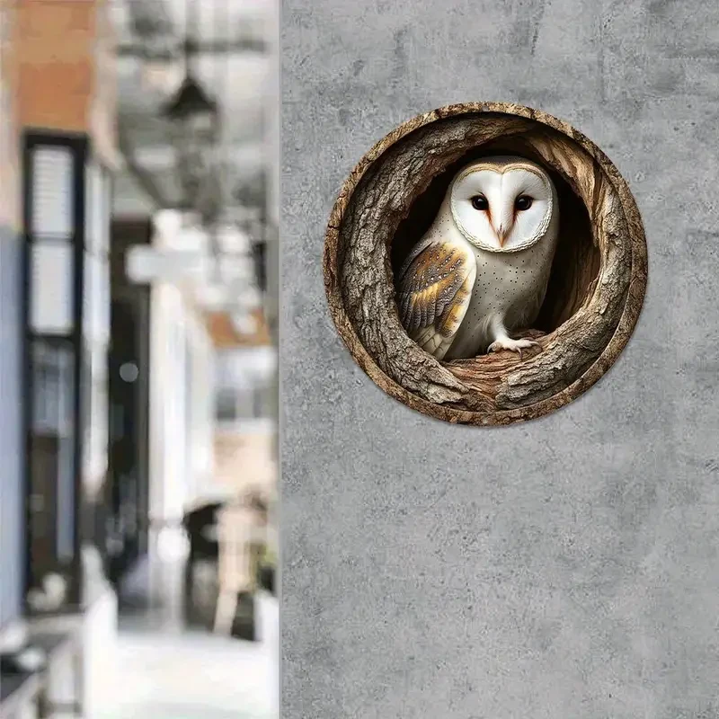 Contemporary Barn Owl Metal Wall Sign