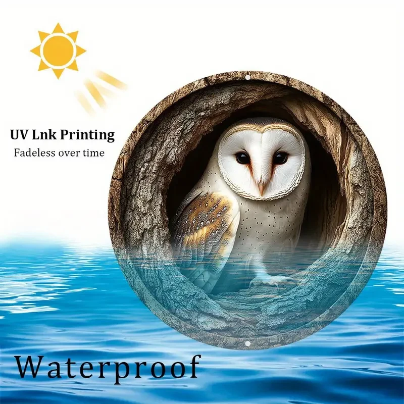 Contemporary Barn Owl Metal Wall Sign