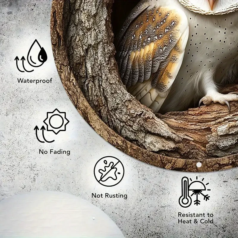 Contemporary Barn Owl Metal Wall Sign