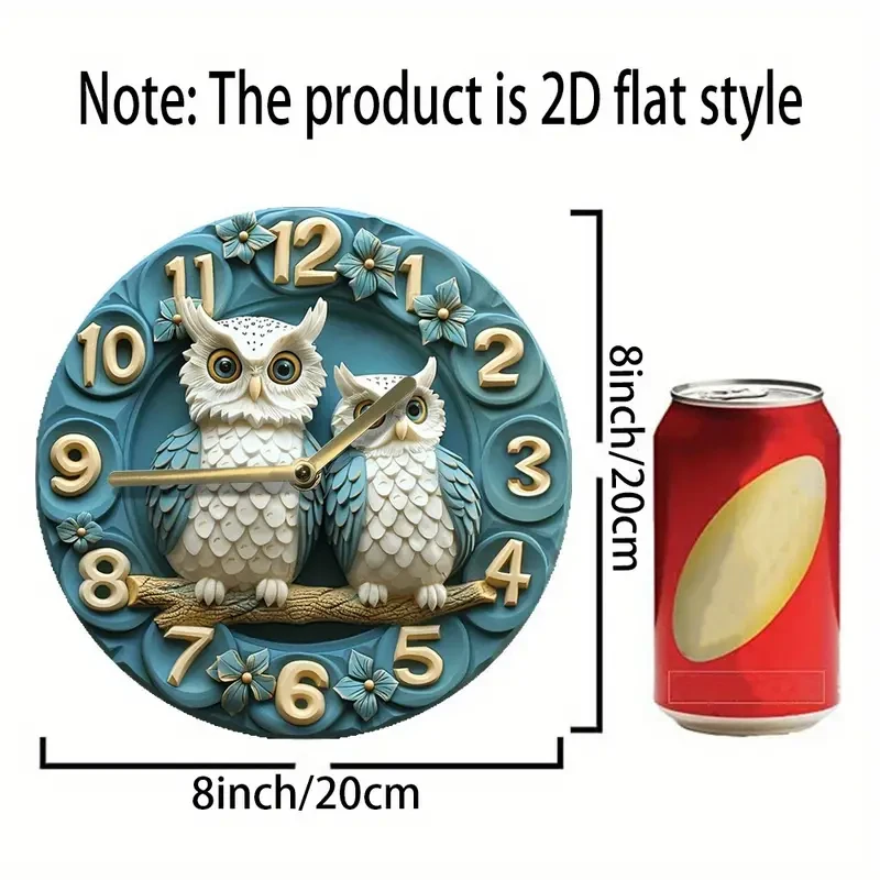 1pc Exquisite Owl-Shaped Wood Fiber Wall Art Clock
