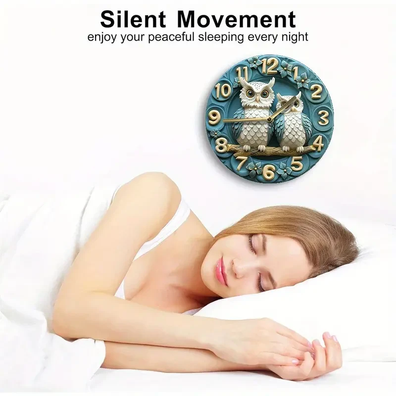 1pc Exquisite Owl-Shaped Wood Fiber Wall Art Clock
