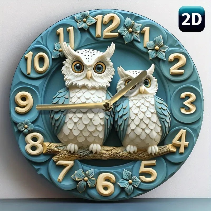1pc Exquisite Owl-Shaped Wood Fiber Wall Art Clock