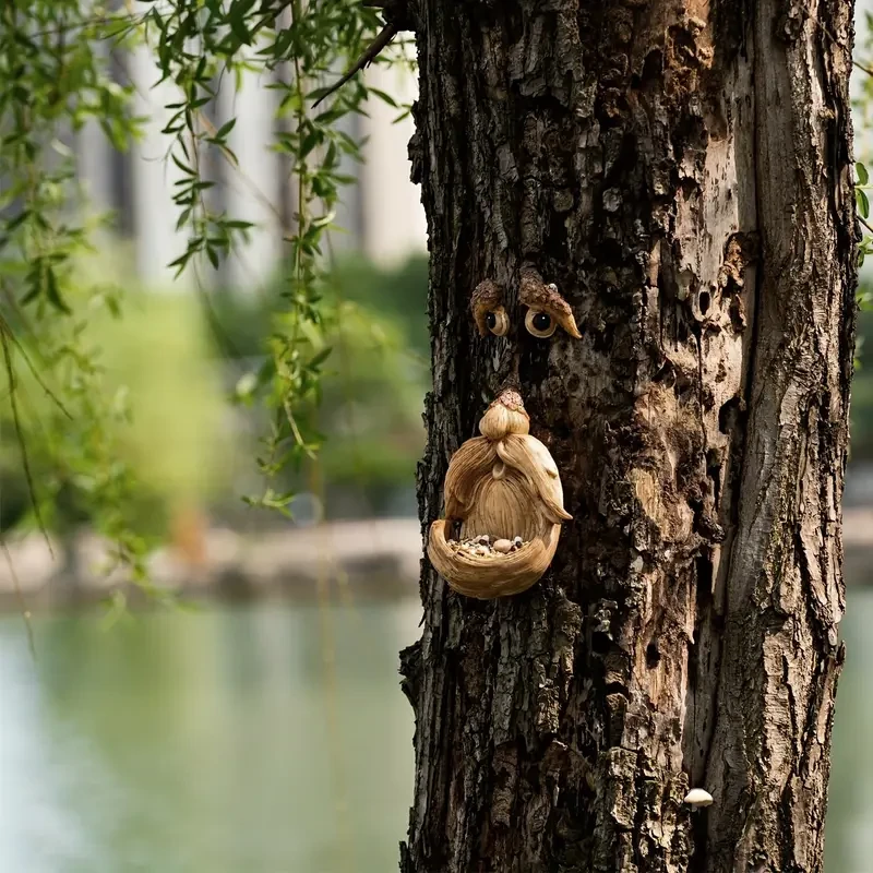Whimsical Tree Face Bird Feeder