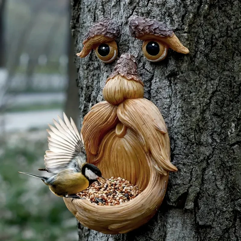 Whimsical Tree Face Bird Feeder