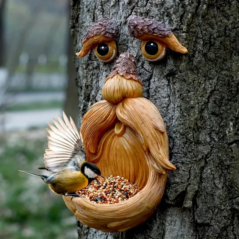 Whimsical Tree Face Bird Feeder