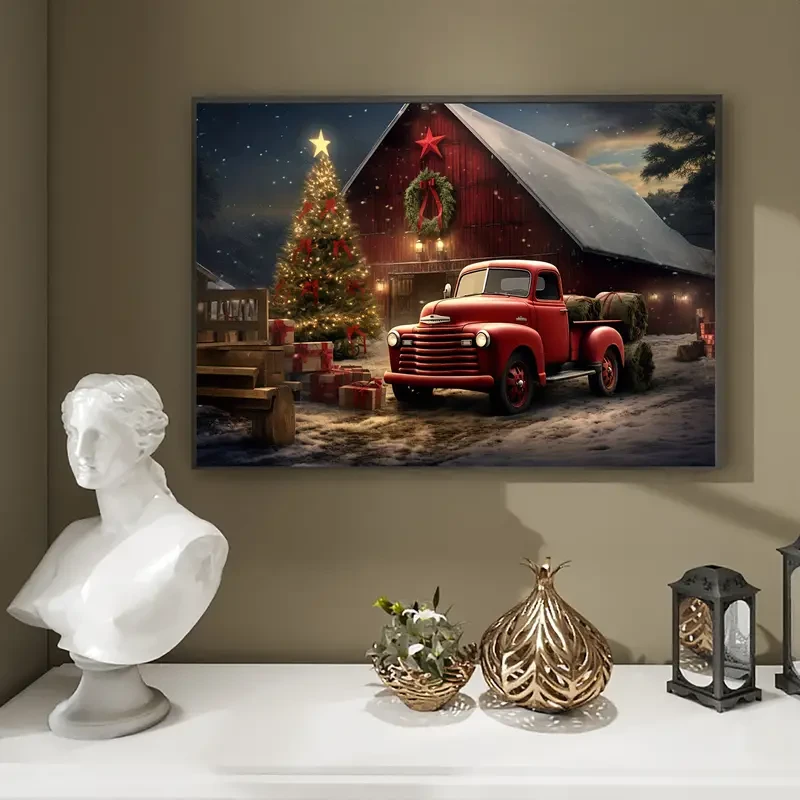 Vintage Red Truck Canvas Art Print, 30.48x40.64cm