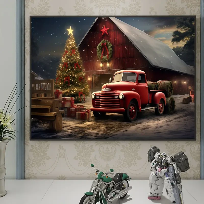 Vintage Red Truck Canvas Art Print, 30.48x40.64cm