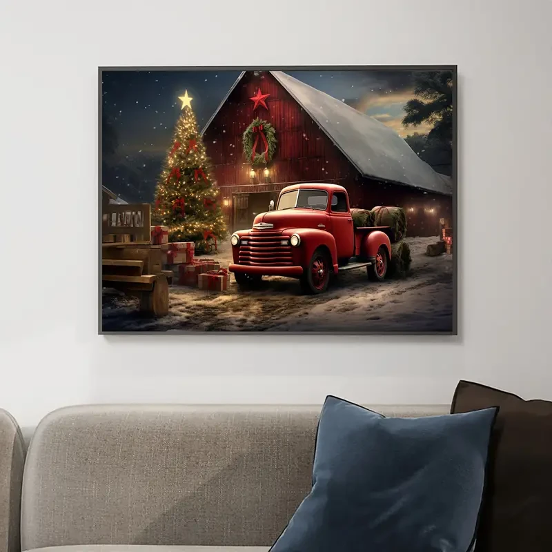 Vintage Red Truck Canvas Art Print, 30.48x40.64cm